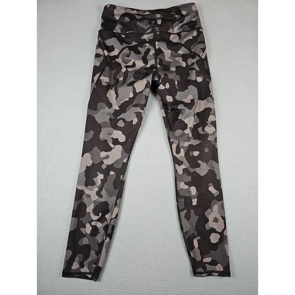 Athleta Lightning Camo 7/8 Tight Athletic Leggings Pockets Size S Green